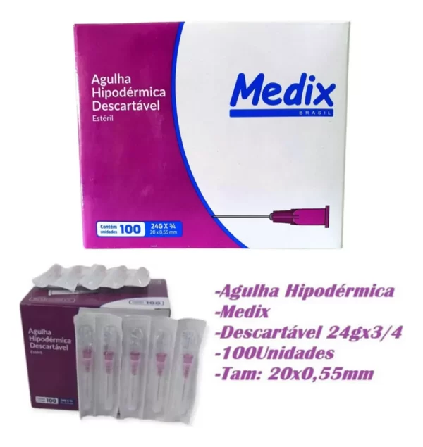 Agulha hipodérmica descartável 20x55- 24G - Image 2